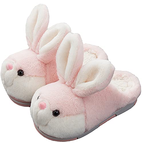 LANFIRE Groß Kinder und Erwachsene Baumwolle Hausschuhe Hase Hausschuhe Plüsch Hausschuhe Tier Hausschuhe Damen Schuhe Baumwollschuhe (PInk (slippers), 33/34, numeric_33) von LANFIRE