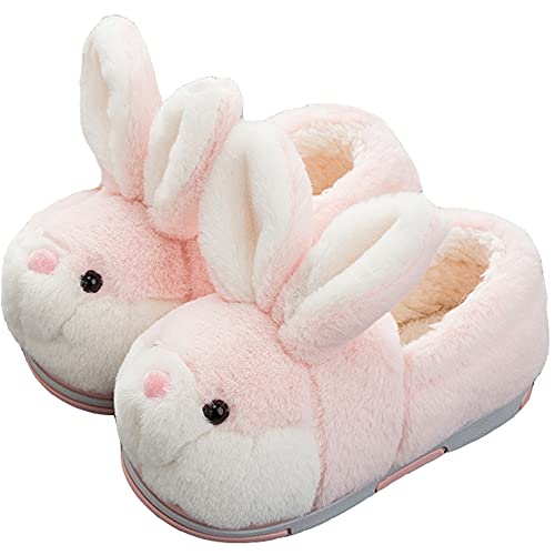 LANFIRE Groß Kinder und Erwachsene Baumwolle Hausschuhe Hase Hausschuhe Plüsch Hausschuhe Tier Hausschuhe Damen Schuhe Baumwollschuhe (Pink (shoes), 33/34, numeric_33) von LANFIRE