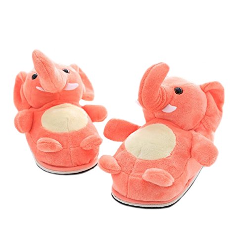 LANFIRE Tier Hausschuhe Elefanten Hausschuhe Winter Hause warme Anti-Rutsch-Baumwolle Hausschuhe (M（EUR35-39）, elephant（pink）) von LANFIRE