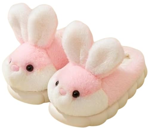 LANFIRE Tierschuhe für Frauen Kaninchen Hausschuhe Weiche warme Winterschuhe Home Plüsch Baumwolle Hausschuhe (Pink, Erwachsene, Damen, 36, Numerisch (von/bis), EU Schuhgrößensystem, 37, M) von LANFIRE