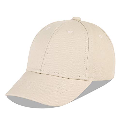 LANGZHEN Baumwolle Outdoor Kleinkind Mädchen Jungen Plain Baseball Cap Baby Infant Strukturierte Einstellbare Hut für Kinder Sonnenhut (M-Khaki) von LANGZHEN