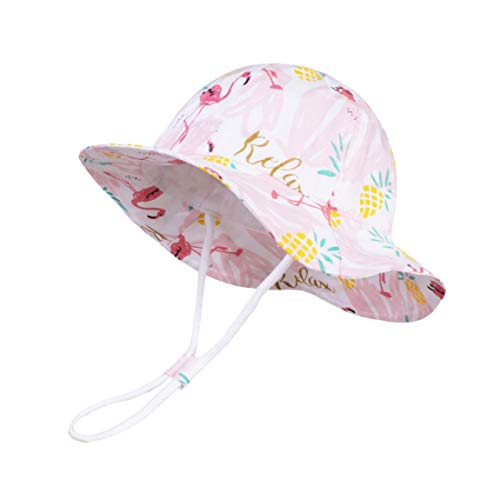 LANGZHEN Sonnenhut für Baby Mädchen Einstellbare Kleinkind Kinder Sonnenschutz Hut Wide Brim Sommer Spiel Hut mit Kinnriemen (Flamingo-Pink, 2-4Jahre (52cm /20.5")) von LANGZHEN