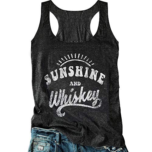 Damen-Tanktop mit Sonnenaufgang und Whiskey-Motiv, ärmellos, Rundhalsausschnitt, lässiges T-Shirt, schwarz, Groß Damen-Tanktop mit Sonnenaufgang und Whiskey-Motiv, ärmellos, Rundhalsausschnitt, lässiges T-Shirt, schwarz, Groß von LANMERTREE