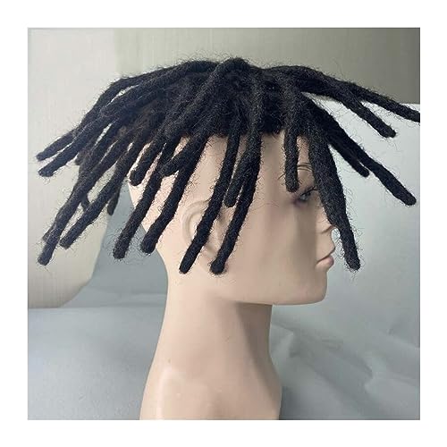 Herrenperücken Dreadlock-Männerhaarprothesen-Toupet for Männer, Mono-Afro-Lockenhaar-Systemeinheit for schwarze Männer #1B Indisches Echthaar-Männertoupet für männliche Alltagskleidung (Color : 5inch von LAPADULA