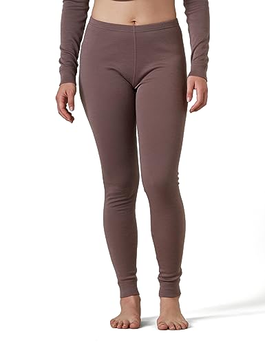 LAPASA Damen 100% Merinowolle Leggings, Premium Merino Wolle Thermo Unterhosen, warm und atmungsaktiv Thermounterwäsche Unterteile (L49), Hellbraun, L von LAPASA