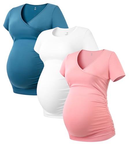 LAPASA Damen 3 er Pack Umstandstop Umstandsmode Umstandskleidung Tops Schwangerschaft Kurzarm Umstands T-Shirt L55 LAPASA Damen 3 er Pack Umstandstop Umstandsmode Umstandskleidung Tops Schwangerschaft Kurzarm Umstands T-Shirt L55 von LAPASA