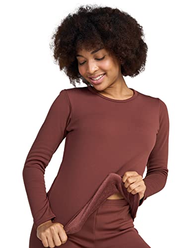 LAPASA Damen Innenfleece Thermo Unterhemd, Thermounterwäsche Oberteil Funktionsunterwäsche, L42 Braun, 300 Extra warm, 2XL von LAPASA