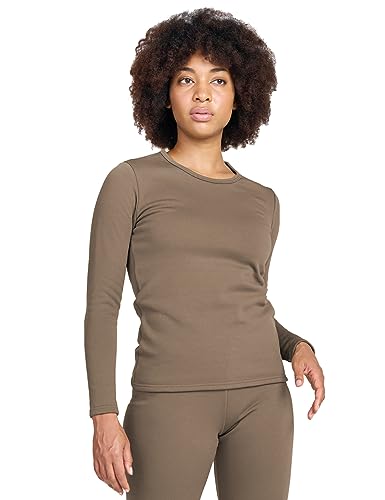 LAPASA Damen Innenfleece Thermo Unterhemd, Thermounterwäsche Oberteil Funktionsunterwäsche, L42 Hellbraun, 300 Extra warm, L von LAPASA