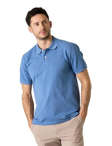 LAPASA Herren Baumwoll Poloshirt Business Casual Kurzarm Polohemd Shirt M19, Graublau, XXL von LAPASA