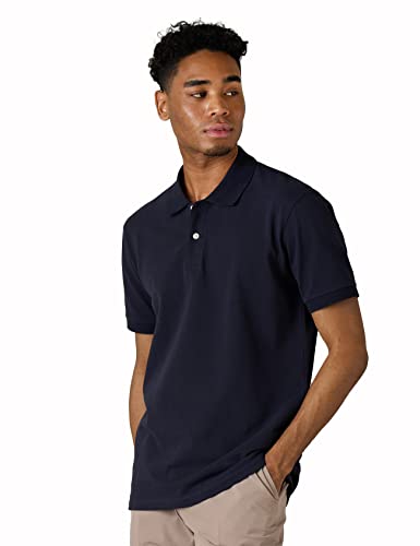 LAPASA Herren Pique Baumwoll Poloshirt Business Casual T-Shirt 1 Pack M19, Navy Blau, XXXL von LAPASA