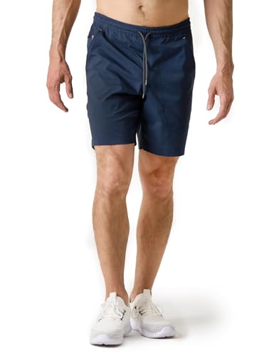 LAPASA Kurze Hosen Herren Sportshorts mit Reißverschluss Taschen, schnelltrocknende Sporthose Runningshorts Traininghose Laufhose M134, Navy, S von LAPASA