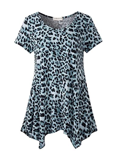 LARACE Kurzarm-Shirts für Damen, Übergröße, lässige Sommerkleidung, asymmetrische Tunika-Blusen, A-leopard11, 1X LARACE Kurzarm-Shirts für Damen, Übergröße, lässige Sommerkleidung, asymmetrische Tunika-Blusen, A-leopard11, 1X von LARACE