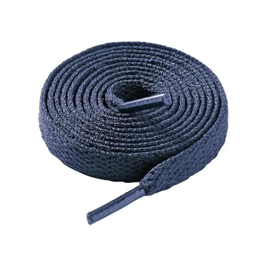 LARGERED 2 Paar Flach Schnürsenkel Blau 8 mm Breit Premium Sneaker Schnürsenkel für Sportschuhe Turnschuhe und Laufschuhe Reißfest Ersatz Dunkelblau Schuhbänder für Herren/Damen/Kinder,180cm von LARGERED