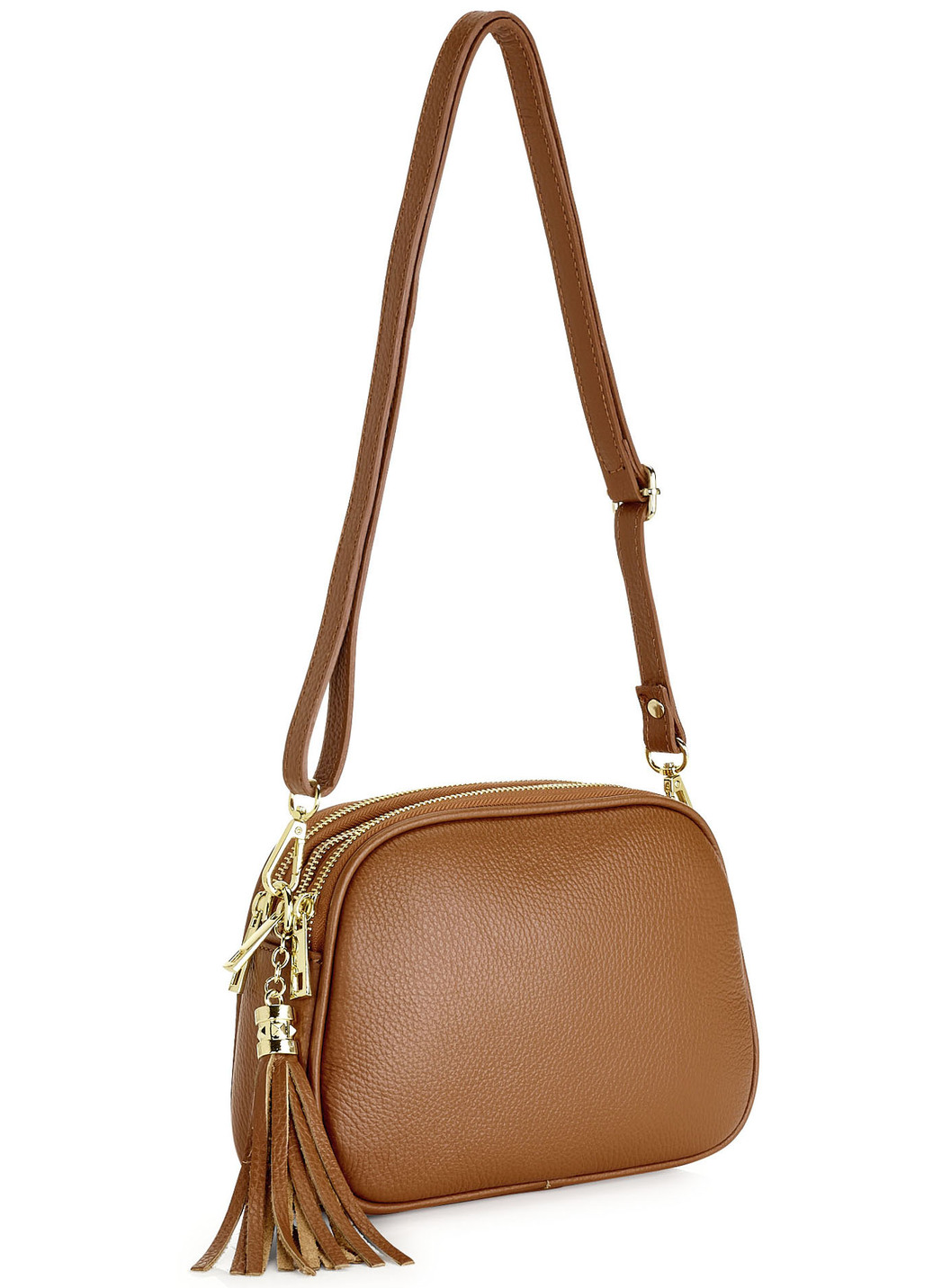 Laurina Tasche aus genarbtem Kalbleder, Cognac von LAURINA