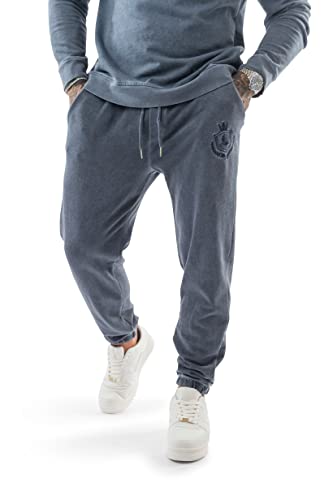 LAVENZO® - Hose für Herren, 100 % Baumwolle, Tracksuit Elegante Hose, Freizeitkleidung in Übergröße, Sportanzüge Vintage Jungen, Geschenkidee Geburtstag, blau, L von LAVENZO