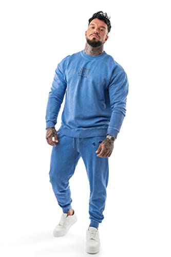 LAVENZO Trainingsanzug für Herren, elegant, 100 % Baumwolle, Trainingsanzug, Sweatshirt und Hose, Freizeitkleidung, große Größen, Sportanzüge, Jungen, Geschenkidee zum Geburtstag, Hellblauer von LAVENZO