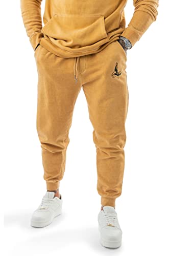 LAVENZO - Hose für Herren, 100 % Baumwolle, Tracksuit Elegante Hose, Freizeitkleidung in Übergröße, Sportanzüge Vintage Jungen, Geschenkidee Geburtstag, gelb, L von LAVENZO