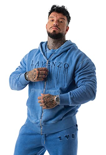 LAVENZO - Sweatshirt für Herren aus 100% Baumwolle, lässige Jungen, elegante Sweatshirts, besondere und sportliche Größen, Geschenkidee Geburtstag, Hellblau 2, 3XL Große Größen Tall von LAVENZO