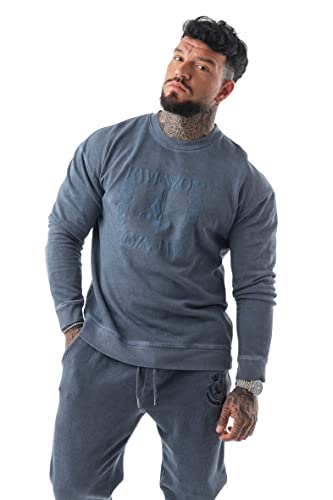 LAVENZO - Sweatshirt für Herren aus 100% Baumwolle, lässige Jungen, elegante Sweatshirts, besondere und sportliche Größen, Geschenkidee Geburtstag, dunkelblau, X-Large von LAVENZO