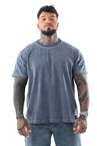 LAVENZO - T Shirt für Herren mit kurzen Ärmeln, 100% Baumwolle - Freizeitkleidung für Jungen, T-Shirt, T-Shirt für besondere Größen, Geschenkidee Geburtstag, Blau 2, Medium von LAVENZO