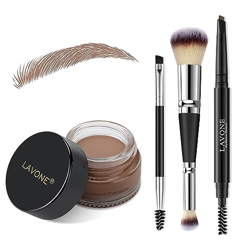 Augenbrauen-Stempelstift-Set, Augenbrauen-Stempel-Set mit wasserfestem Augenbrauenstift, Augenbrauen-Salbe, Make-up-Pinsel und Augenbrauenpinsel mit Doppelspitze, aschbraun Augenbrauen-Stempelstift-Set, Augenbrauen-Stempel-Set mit wasserfestem Augenbrauenstift, Augenbrauen-Salbe, Make-up-Pinsel und Augenbrauenpinsel mit Doppelspitze, aschbraun von LAVONE