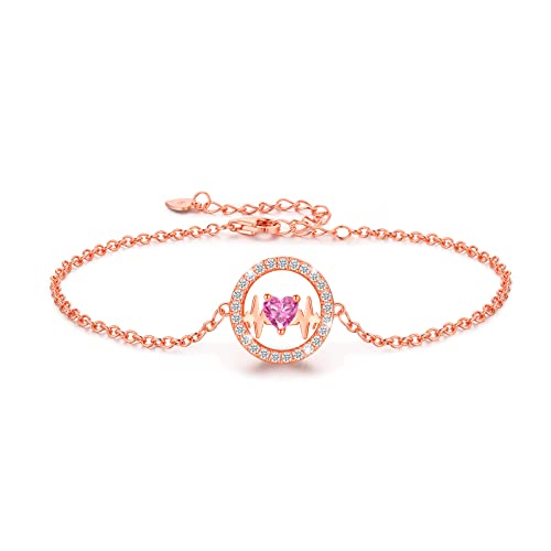 LAVUMO Armband Damen Silber 925 Verstellbar Herzschlag Armbänder Frauen Anhänger Schmuck Schönes Geschenke für Frauen Geburtstags Weihnachten Valentinstag Hochzeits Armkette Geschenk (RG10) von LAVUMO