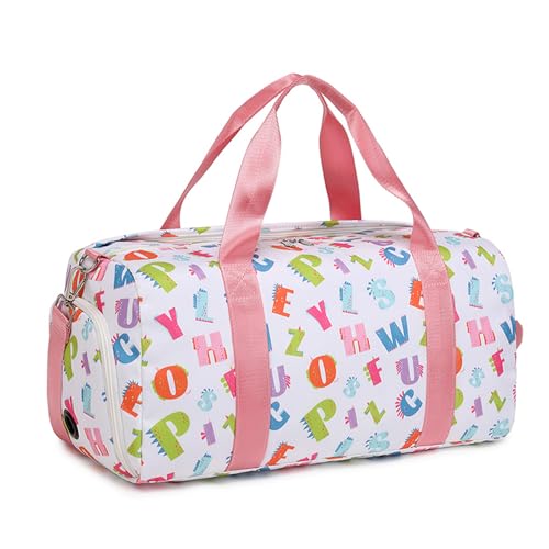 Sporttasche Damen Niedlich Buntes Reisetasche Kinder Mädchen Tanztasche Trainingstasche für Gymnastik Schwimm Lila Sporttasche mit Wasserdichter Tasche Schuhfach Schultergurt (Muster-7) von LAWENDA