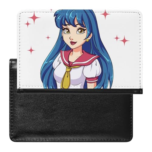 Reisepasshülle Etui Anime-Mädchen Pu Leder Reisepasshülle Mit Kartenschlitz von LAZAT