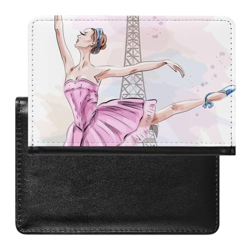 Reisepasshülle Etui Ballerina Tanzendes Mädchen Eiffelturm Pu Leder Reisepasshülle Mit Kartenschlitz von LAZAT