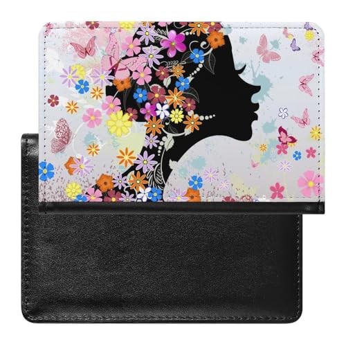 Reisepasshülle Etui Mädchen Blume Schmetterling Pu Leder Reisepasshülle Mit Kartenschlitz von LAZAT