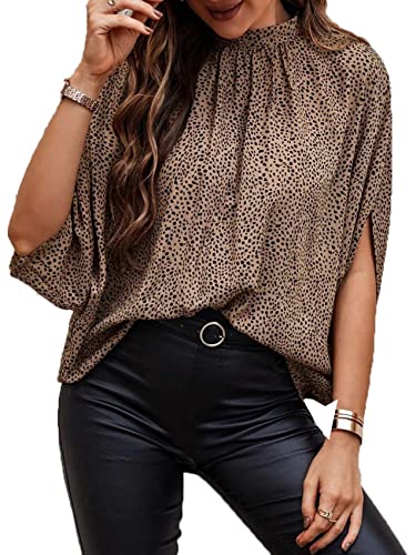 Women's Summer Half High Neck Casual Fashion Print Open Bat Sleeve Tops Short Sleeve Women Women's Summer Half High Neck Casual Fashion Print Open Bat Sleeve Tops Short Sleeve Women von LAZIRO
