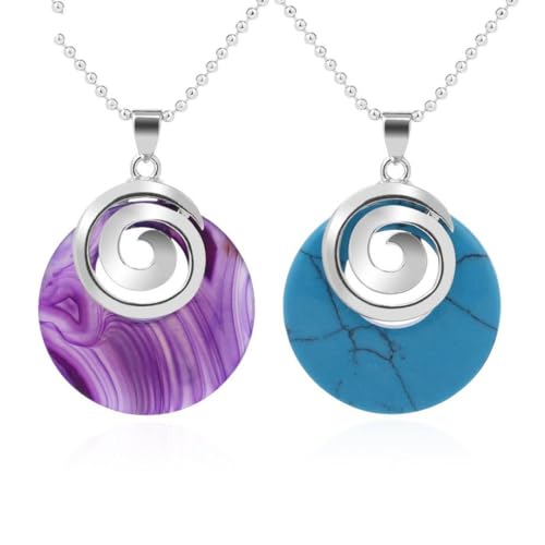 Exquisite Halskette mit Anhänger aus natürlichem Kristalledelstein, Spiralsymbol-Design, muschelförmiger Anhänger, verschiedene Halsketten mit Anhänger aus Kristalledelstein, Unisex-Halsketten.,W von LCKSTRAVAG