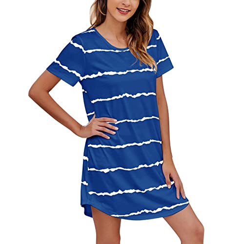 Damen Nachthemden 3/4 Arm Kurzarm Sleepshirt Kurz Sleepwear Sexy Hausanzug Nachtwäsche Schlafanzug Satin Freizeitkleid Bequeme Nachtwäsche Baumwolle Sommeren Negligee 166 von LCpddajlspig