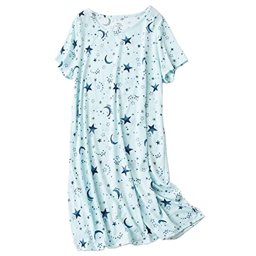 LCpddajlspig Nachthemden für Damen 3/4 Arm Satin Kurzarm Freizeitkleid Nachtwäsche Bequeme Sexy Sleepshirten mit Bündchen Sommer Baumwolle Negligee Nachtwäsche Kurz Sleepwear Schlafanzug 173 von LCpddajlspig