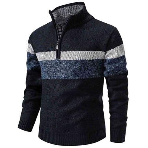 LCpddajlspig Winter Pullover Herren Warm Langarm Strickpullover 1/4 Zip Up Warm Gestreifte Seemannspullover Sweatshirts Atmungsaktiver Feinstrick Klassischer Norweger Stehkragen Casual Fleece Troyer LCpddajlspig Winter Pullover Herren Warm Langarm Strickpullover 1/4 Zip Up Warm Gestreifte Seemannspullover Sweatshirts Atmungsaktiver Feinstrick Klassischer Norweger Stehkragen Casual Fleece Troyer von LCpddajlspig
