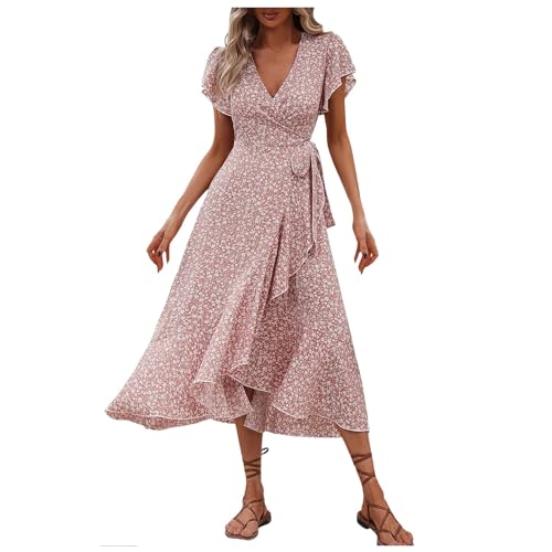 Maxikleider Damen Sommer, Sommerkleid Damen Lang Boho Kleid Sommerkleider Blumenkleid V-Ausschnitt Strandkleid Boho Maxikleid Mit Gürtel Maxikleider Blumendruck Wickelkleid Tunikakleid Roter S Maxikleider Damen Sommer, Sommerkleid Damen Lang Boho Kleid Sommerkleider Blumenkleid V-Ausschnitt Strandkleid Boho Maxikleid Mit Gürtel Maxikleider Blumendruck Wickelkleid Tunikakleid Roter S von LCpddajlspig