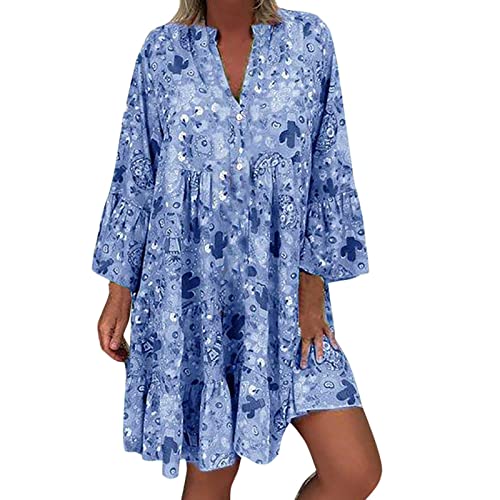Sommerkleid Gr 48/50 Damen Curvy, Sommerkleider Große Größen Damen Sommerkleid Plus Size Kleid Bunt Strandkleider Bohokleid Strandkleid Übergröße Maxikleider Mit Ärmel Boho Bunte Dress Midikleid Blau Sommerkleid Gr 48/50 Damen Curvy, Sommerkleider Große Größen Damen Sommerkleid Plus Size Kleid Bunt Strandkleider Bohokleid Strandkleid Übergröße Maxikleider Mit Ärmel Boho Bunte Dress Midikleid Blau von LCpddajlspig