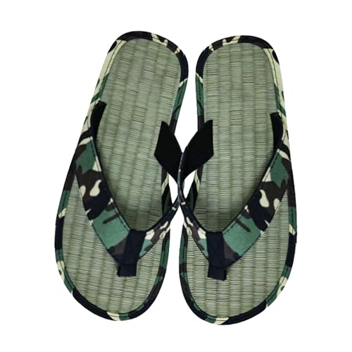 LDadgf Herren Sommer Hausschuhe mit unten Home Holzboden Atmungsaktive Camouflage Canvas Hausschuhe Indoor Sandalen Hausschuhe Schuhe Herren Schwarz 44 (Green, 44) von LDadgf