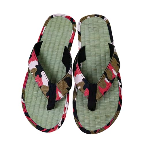 LDadgf Herren Sommer Hausschuhe mit unten Home Holzboden Atmungsaktive Camouflage Canvas Hausschuhe Indoor Sandalen Hausschuhe Schuhe Herren Schwarz 44 (Watermelon Red, 41) von LDadgf