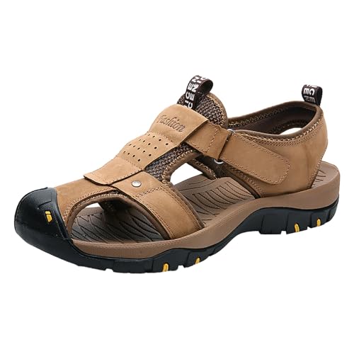 LDadgf Herren Sommer Stirnband Atmungsaktive Dicke Sohle Casual Strand Schuhe Sandalen Barfuß Schuhe Herren Outdoor (Khaki, 41) von LDadgf