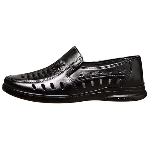 LDadgf Herrenschuhe aus lackiertem im britischen Spleißen, Business-Casual-Stil, Herren-Lederschuhe Herren Winter Schuhe (Black, 47) von LDadgf