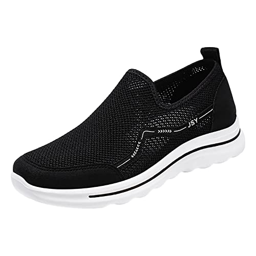 LDadgf Neue fliegende Weberei Wanderschuhe atmungsaktiv und bequem Damen Casual Jogging Sommer Atmungsaktive Mesh Schuhe Sneaker Einlegesohlen Damen, Schwarz , 39 EU von LDadgf