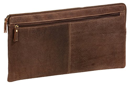 LEAS Banktasche & Geldtasche extra groß im Vintage-Style Echt-Leder, braun Special-Edition 33x18x1cm (BxHxT) von LEAS