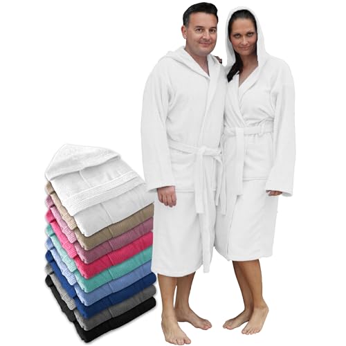 LEBENGOOD Bademantel für Herren, Unisex, mit Kapuze, 100% amerikanische Baumwolle, 400 g, Taschen, weicher Bademantel, Duschtuch für Damen, Cap.Blanco, 3XL LEBENGOOD Bademantel für Herren, Unisex, mit Kapuze, 100% amerikanische Baumwolle, 400 g, Taschen, weicher Bademantel, Duschtuch für Damen, Cap.Blanco, 3XL von LEBENGOOD