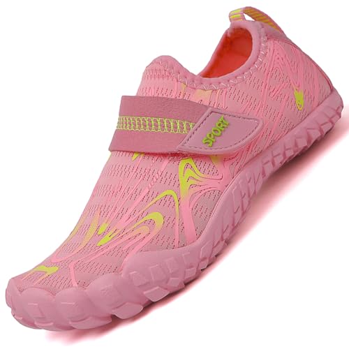 LECYGNB Kinder Strandschuhe Schwimmschuhe Wasserschuhe Schnell Trocknend Aquaschuhe Surfschuhe Barfuss Schuh für Jungen Mädchen Baby Beach Pool Unisex Pink EU 38 von LECYGNB