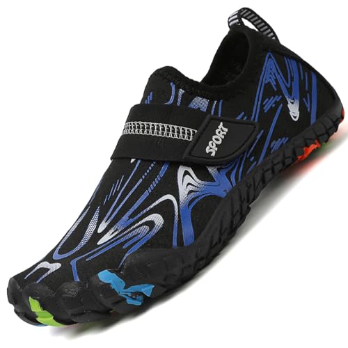 LECYGNB Kinder Strandschuhe Schwimmschuhe Wasserschuhe Schnell Trocknend Aquaschuhe Surfschuhe Barfuss Schuh für Jungen Mädchen Baby Beach Pool Unisex Schwarz EU 30 von LECYGNB