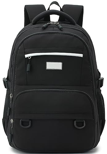 LEDAOU Laptop Rucksack Damen 15.6 Zoll Laptoptasche Groß Schulrucksack Gymnasium Teenager Schulranzen Universität Daypack Jungs Mädchen Anti Diebstahl für Schule Wandern Reisen Camping (Schwarz) von LEDAOU