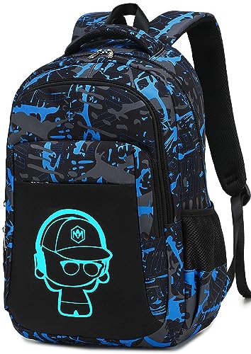 LEDAOU Schulrucksack Jungen Teenager Mädchen Schultaschen Kinder Rucksäcke Wasserdicht Leichtgewicht Schulranzen Groß für Schule Geschenke（Sketch Blau Schwarz） von LEDAOU