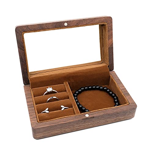 LEEINTO Holz Schmuckkästchen Für Halsketten Und Armbänder Organizer Aus Holz Für Kleine Aufbewahrungsbehälter Geschenk Für Männer Frauen Mädchen Schmuck Organizer Reise Holzetui Klein Für Halsketten von LEEINTO