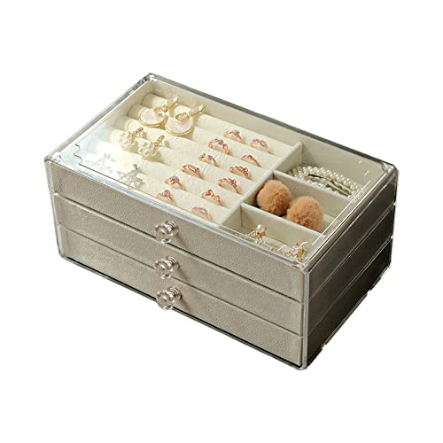 LEEINTO Schmuck Organizer Mit 3 Schubladen Acryl Schmuckkästchen Ohrring Ringe Halsketten Armbänder Präsentationsbox Geschenk Für Frauen Und Mädchen Ohrring Schmuck Organizer Mit 3 Schubladen Armband von LEEINTO